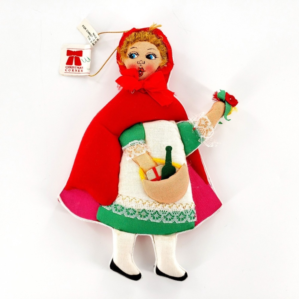 Vintage 1989 T&R Floyd Little Red Riding Hood Plush Cloth 7.5" Ornament
